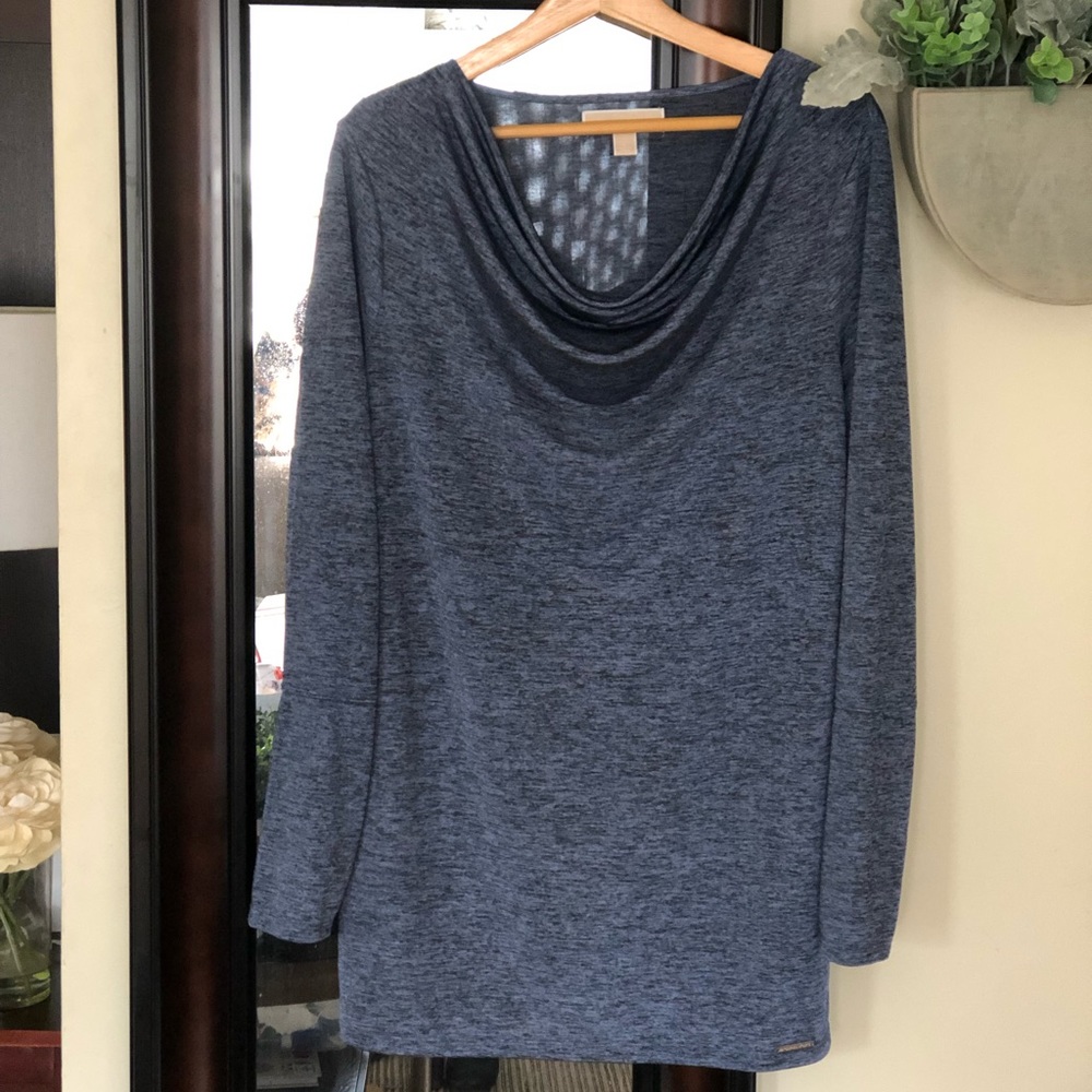 Michael Kors Blue Drape Neck Blouse
